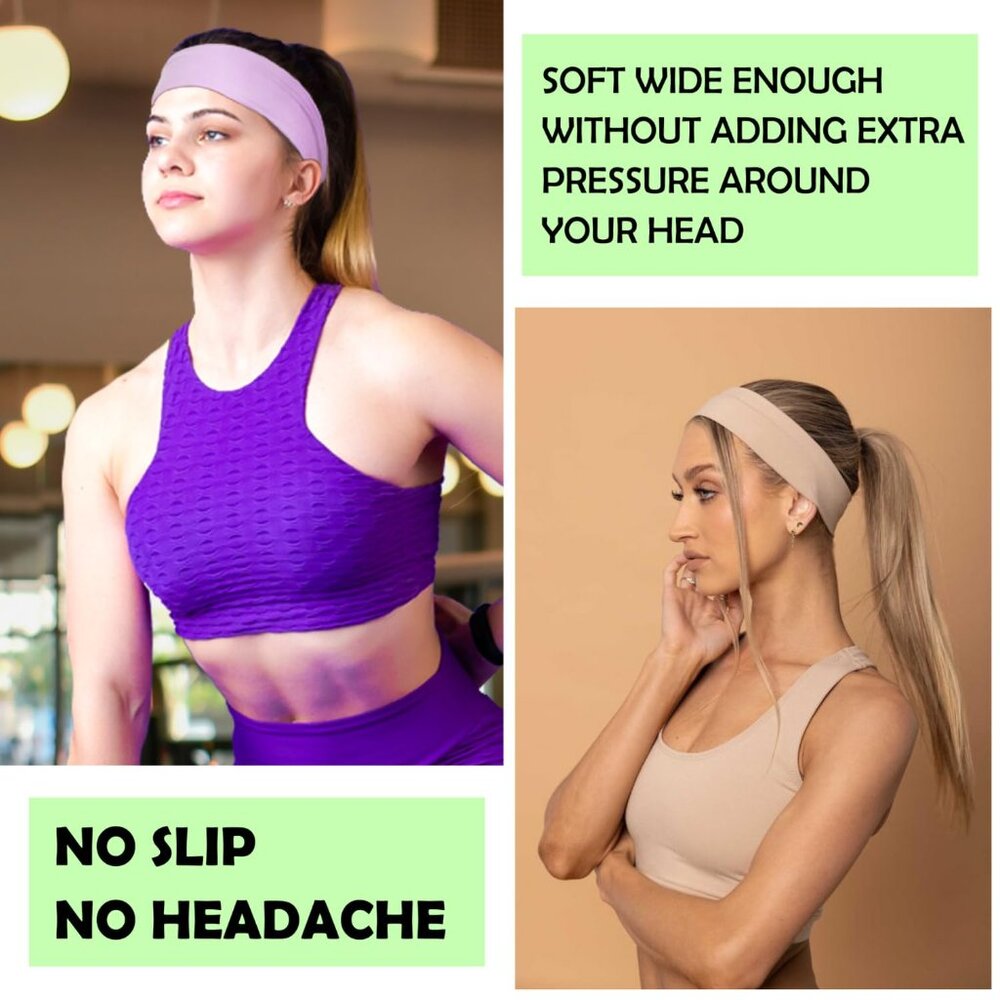 Pack of 8 Wide Headbands for Women Non Slip, Fashionable Sports Hair Bands for W - Picture 7 of 9